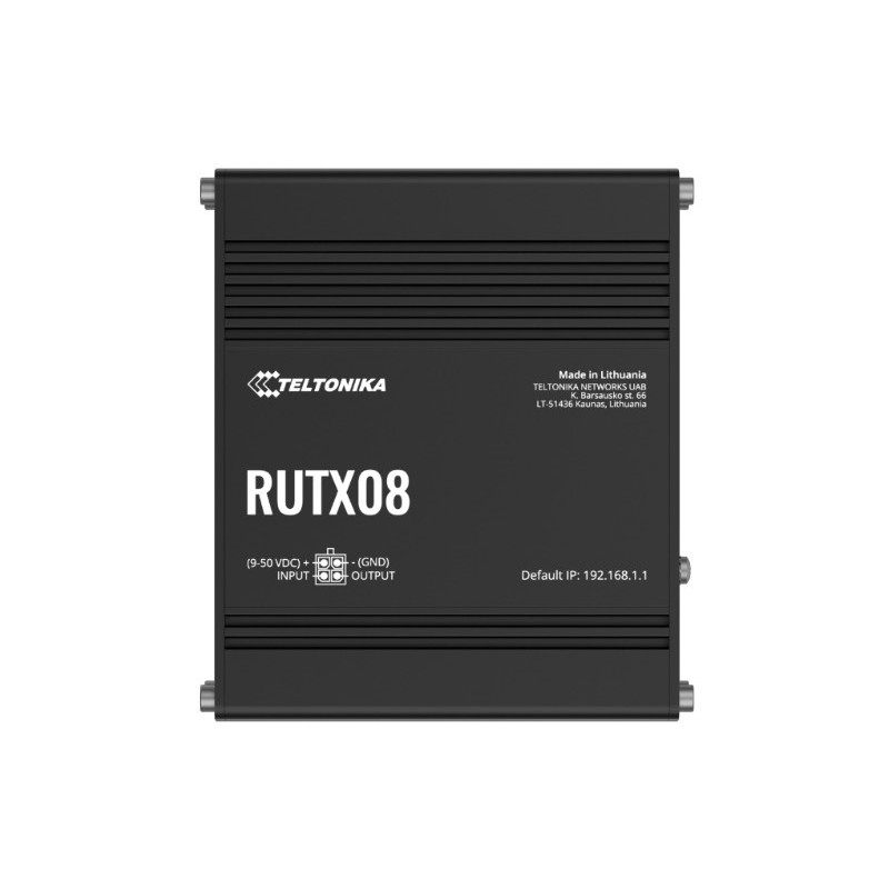 Teltonika RUTX08 Industrial Ethernet Router, Next Gen VPN Router for Professional Applications, Quad-Core CPU, 256 MB RAM, PS