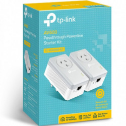 TP-Link TL-PA4010P KIT AV600 Powerline Adapter with AC Pass Through Starter Kit 600Mbps HomePlug AV 1x100Mbps LAN Power Socke