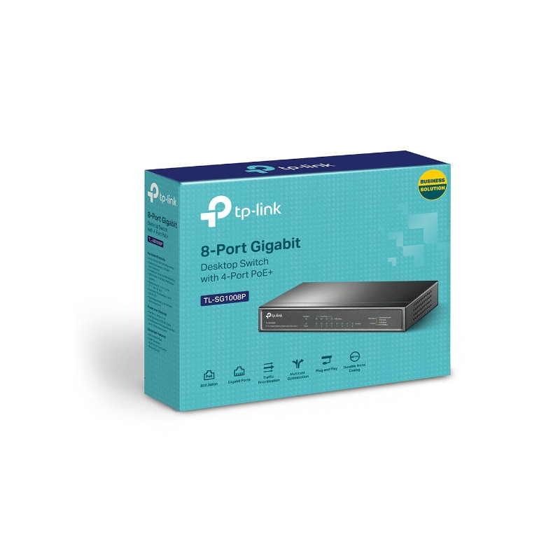 TP-Link TL-SG1008P 8-Port Gigabit Desktop Unmanaged Switch with 4-Port PoE 53W IEEE 802.3af, Up to 64W for all PoE ports,Up t