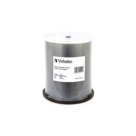 Verbatim CD-R 700MB 100Pk White Wide InkJet 52x Ideal for full-surface, edge-to-edge printing
