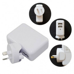 Astrotek USB Travel Wall Charger AU Power Adapter Plug 12W 5V 2.1A 100V-240V 2 Ports White for iPhone Samsung Smartphones & U