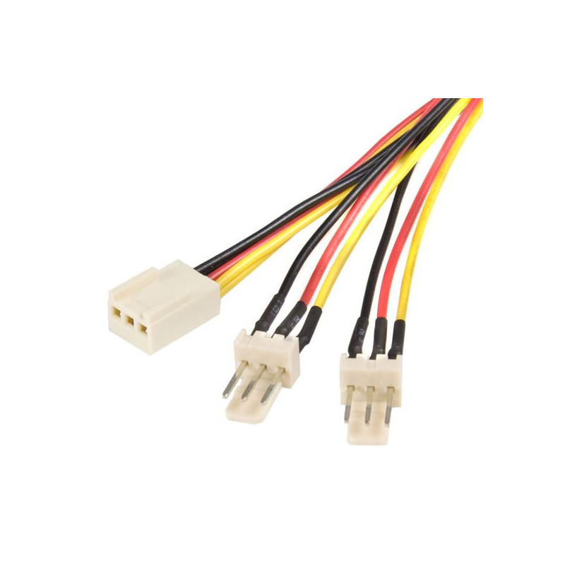 Astrotek Fan Power Cable 20cm - 2x3pin Male to 3 pins Female - for Computer PC Cooler Extension Connectors Black Sleeved