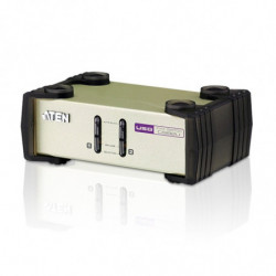 Aten Desktop KVM Switch 2 Port Single Display VGA, Both USB & PS/2 Options, Custom Cables Included, Selection Via Front Panel