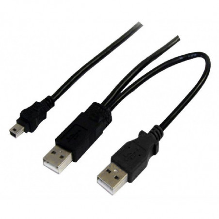 Astrotek USB 2.0 Y Splitter Cable - Type A Male to Mini B 5 pins 1m   USB Type A Male 2m Black Colour Power Adapter Hub Charg