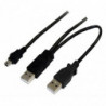 Astrotek USB 2.0 Y Splitter Cable - Type A Male to Mini B 5 pins 1m   USB Type A Male 2m Black Colour Power Adapter Hub Charg