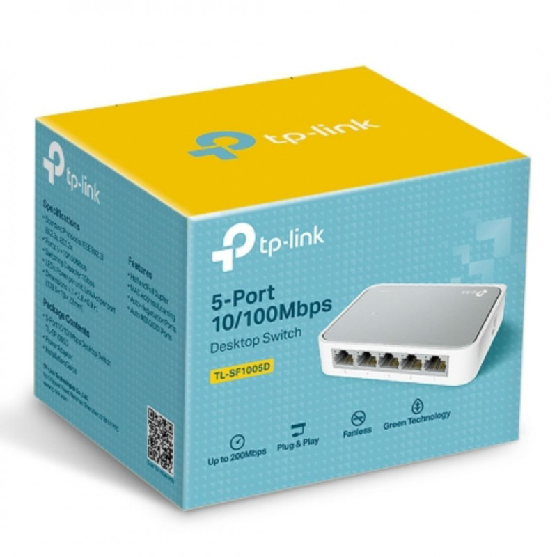 (CH)TP-Link TL-SF1005D 5-port 10/100M mini Desktop Switch, 5 10/100M RJ45 ports, Plastic case, Supports Auto MDI / MDIX