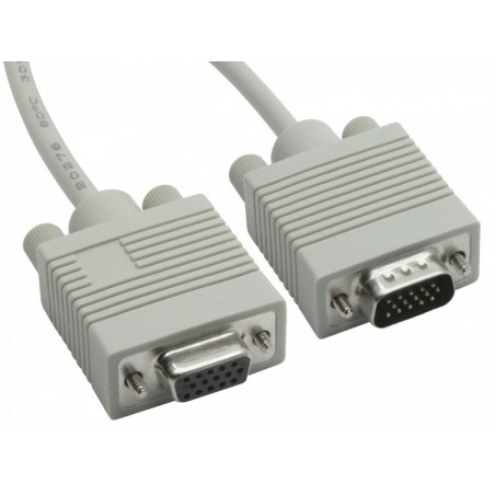 8Ware VGA Extension Cable 3m - 15 pins Male to 15 pins Female for Monitor PC Molded Type Grey