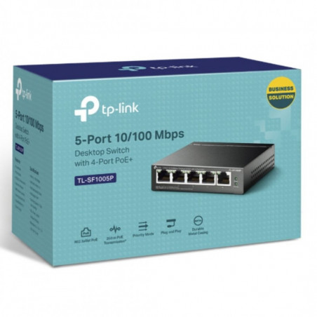 (CH)TP-Link TL-SF1005P 5-Port 10/100Mbps Desktop Switch with 4-Port PoE 67W IEEE 802.3af compliant 1Gbps Switching
