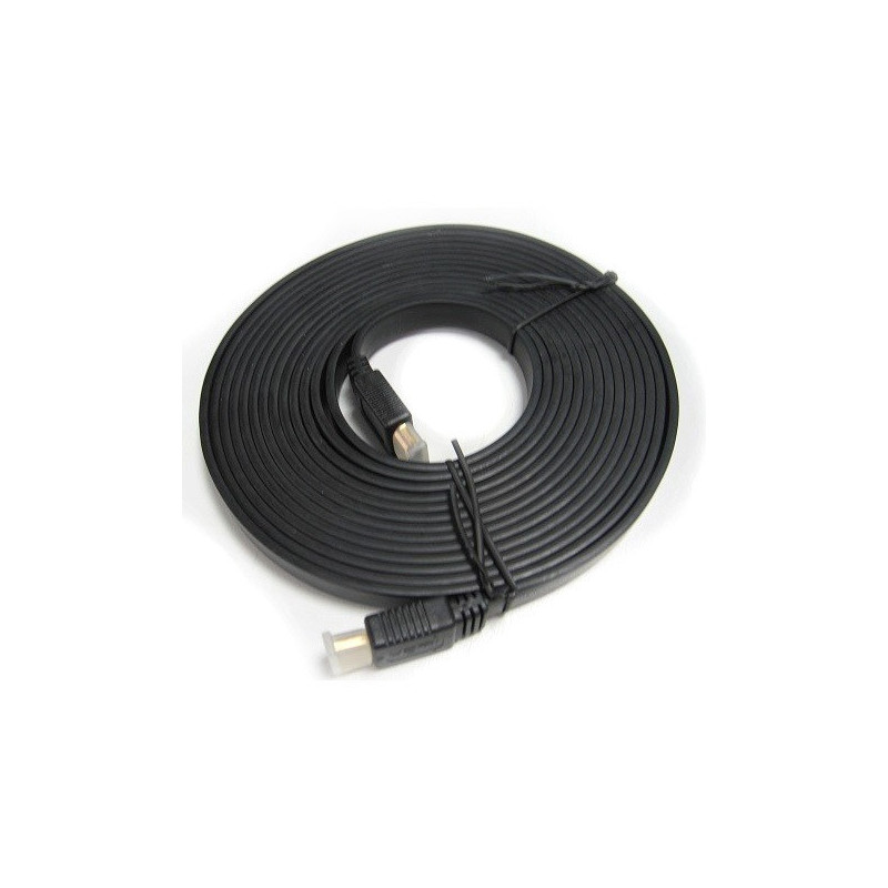 8Ware Flat HDMI Cable 2m - V1.4 19pin M-M Male to Male Gold Plated 3D 1080p Full HD High Speed with Ethernet