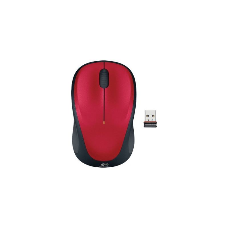 Logitech M235 Wireless Mouse Red Contoured design Glossy Comfort Grip Advanced Optical Tracking 1-year battery life