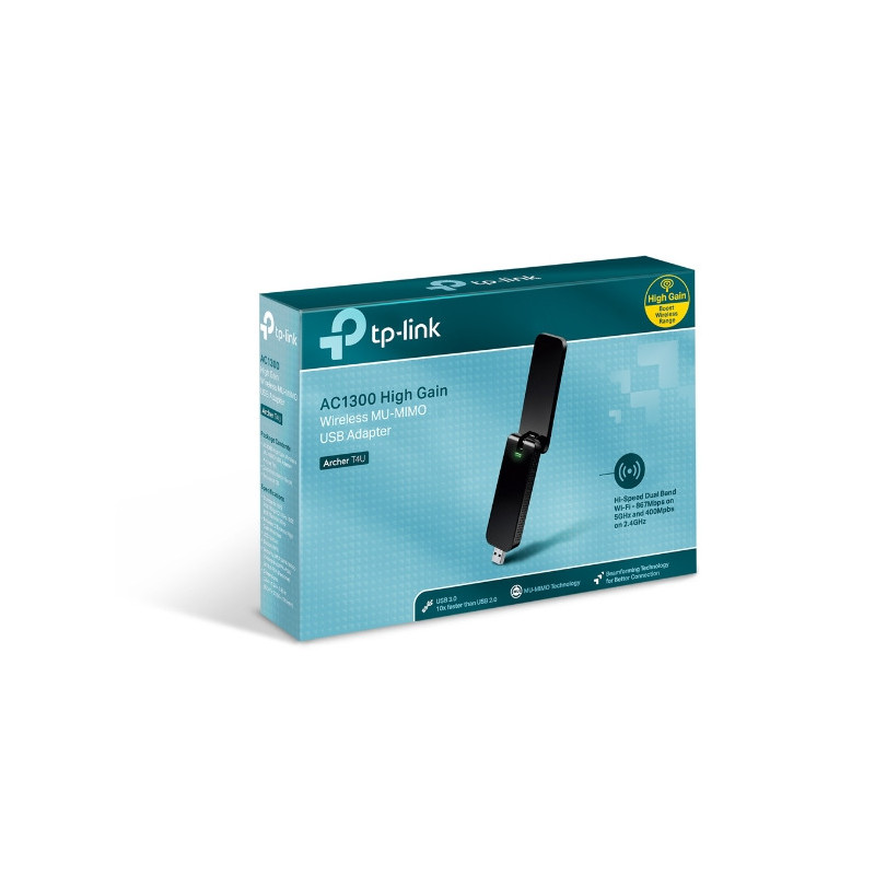 TP-Link Archer T4U AC1300 Wireless Dual Band USB Adapter 2.4GHz (400Mbps) 5GHz (867Mbps) 1xUSB3 802.11ac Omni Directional Ant