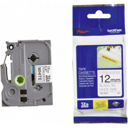 Brother 12mm Black on White Strong Adhesive TZE Tape