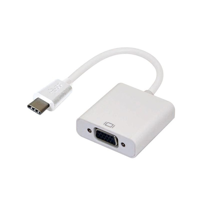 Astrotek Thunderbolt USB 3.1 Type C (USB-C) to VGA Adapter Converter Male to Female for Apple Macbook Chromebook Pixel White
