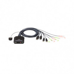 Aten Compact KVM Switch 2 Port Single Display Display Port w/ Audio, Remote Port Selector, USB Hot-Plugging