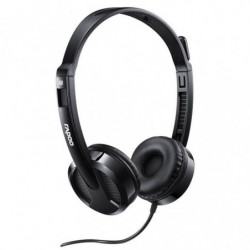 RAPOO H100 Wired Stereo Headsets - HD Voice Rotary Microphone Volume Adjustment 3.5mm Headphones with Audio split adapter cab