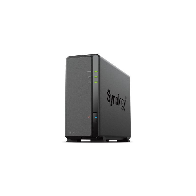 Synology DiskStation DS124 1-Bay 3.5' Diskless 1xGbE NAS (Tower) , Realtek RTD1619B 64-bit 4-core 1.7 GHz  1 GB DDR4 non-ECC 