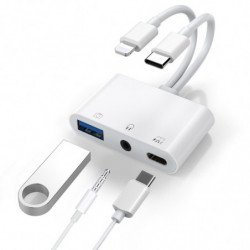 USP Lightning/USB-C to USB Adapter features a USB OTG Port, 3.5mm Headphone Jack & Fast-charging Port, 5 Years Warranty