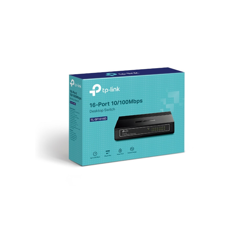 (CH)TP-Link TL-SF1016D 16-Port 10/100Mbps Desktop Switch or wall-mounting design Plug and play 3.2Gbps Switching Capacity Aut