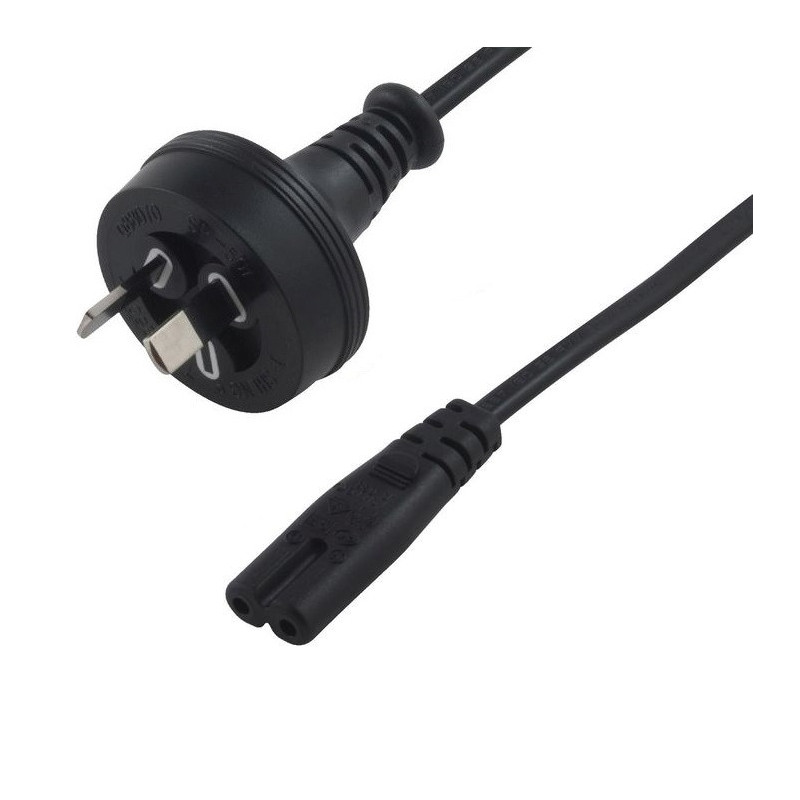 8Ware 2 Pin Core Power Cable 2m AU Plug 240v to IEC C7 figure eight Female Appliance Wall Duty for Notebook AC Adaptor POS OE
