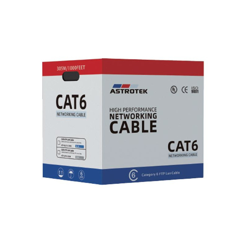 Astrotek CAT6 FTP Cable 305m Roll - Grey White Full 0.55mm Copper Solid Wire Ethernet LAN Network 23AWG 0.55cu 2x4p PVC Jacke