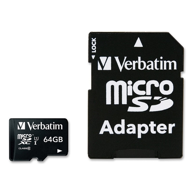 Verbatim 64GB Micro SDXC Card Class 10 UHS-I With Adaptor Up to 45MB/Sec 300X read speed