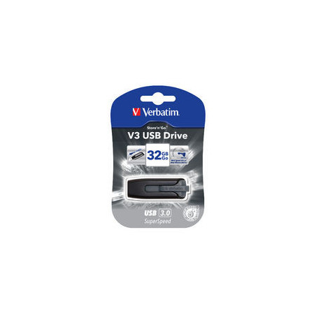 Verbatim 32GB V3 USB3.0 Grey Store'n'Go V3: Retractable USB Storage Drive Memory Stick