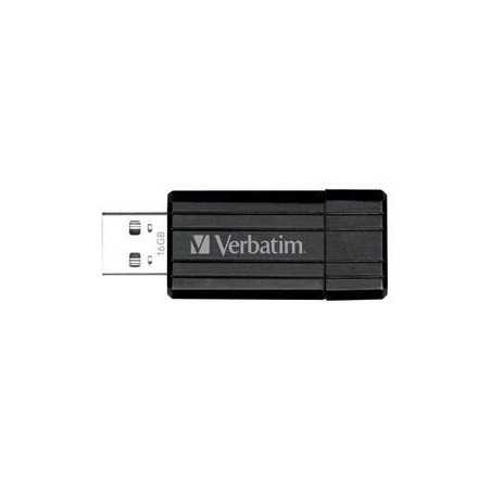 Verbatim Store'n'Go Pinstripe USB 2.0 Drive 16GB, Slim Retractable Design, 2 Years Limited Warranty (Black)