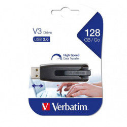 Verbatim Store'n'Go V3 USB 3.2 SuperSpeed Drive 128GB - Backup Storage, Grey, Windows, Mac, Linux Compatible.