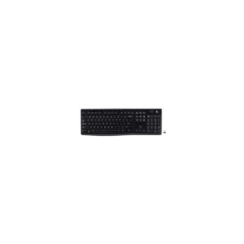 Logitech K270 2.4 GHz Wireless Full Size Keyboard 128-bit AES encryption 24-month battery life Spill resistant Durable UV-coa