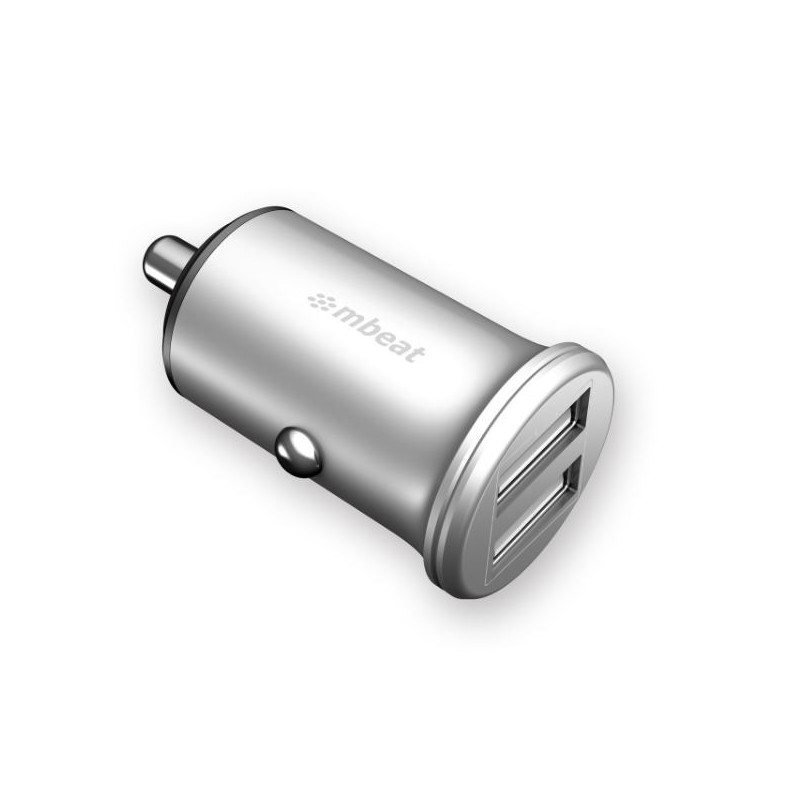 (LS) mbeat® Power Dot Pro Dual port 4.8A Rapid Car Charger - 24W/Metallic Design/Fast Charging Package Weight: 32g (LS] MB-C