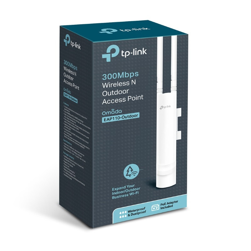 TP-Link EAP110 Outdoor Omada 300Mbps Wireless N Outdoor Access Point 1xRJ45 Passive PoE 2*5dBi External Omni waterproof Anten