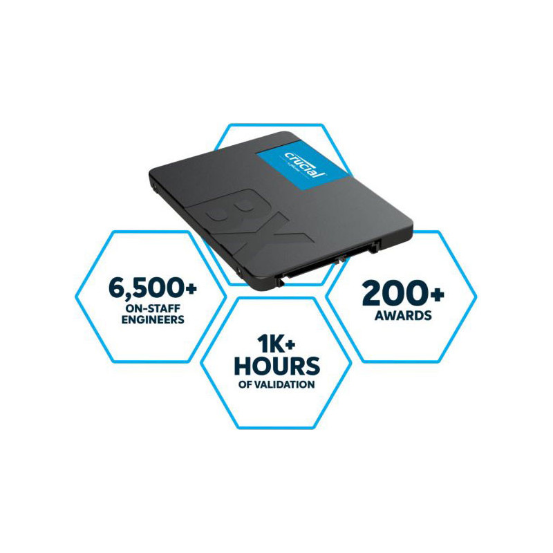 Crucial BX500 2TB 2.5' SATA3 6Gb/s SSD - 3D NAND 540/500MB/s 7mm 1.5 mil MTBF 3yr wty Acronis True Image Solid State Drive