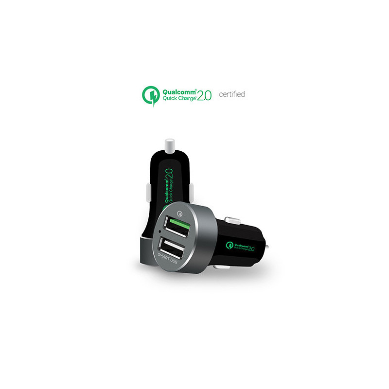 (LS) mbeat® QuickBoost USB 2.0 Dual Port Car Charger - Certified Qualcomm Quick Charge 2.0 technology /Fast Charging/Samsung