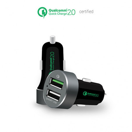 (LS) mbeat® QuickBoost USB 2.0 Dual Port Car Charger - Certified Qualcomm Quick Charge 2.0 technology /Fast Charging/Samsung