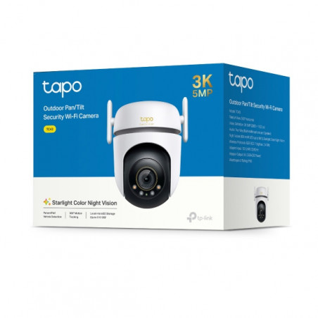 TP-Link TC43 Outdoor Pan/Tilt Security Wi-Fi Camera, 3K 5MP Live View, Starlight Colour Night Vision, 360° All-Round Protect