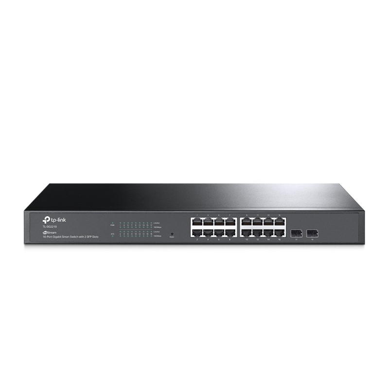 TP-Link SG2218 JetStream 16-Port Gigabit Smart Switch with 2 SFP Slots, Support Omada SDN, L2/L3/L4 QoS, Static Routing, Rack