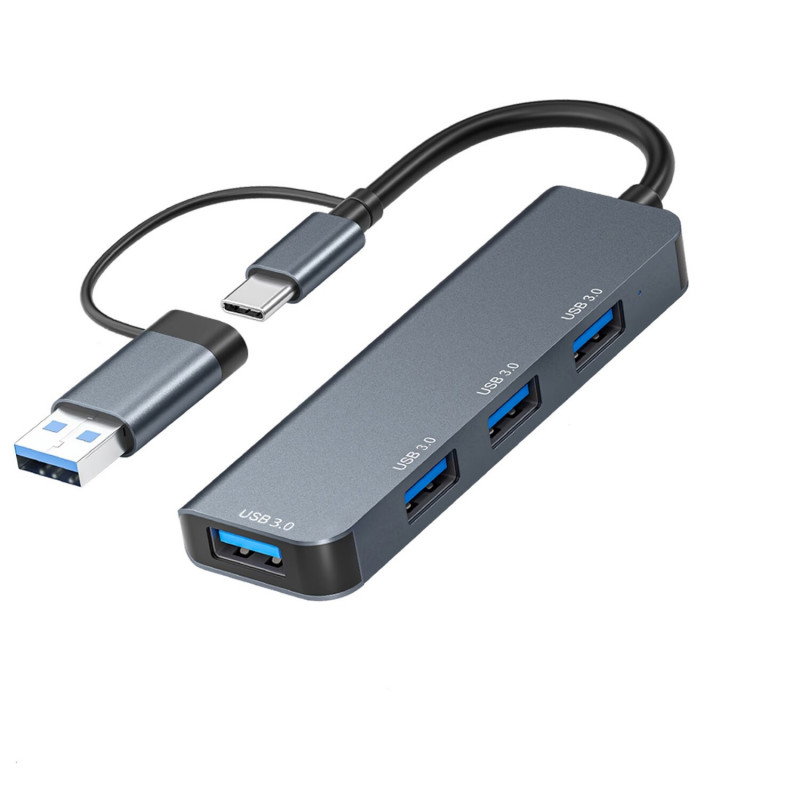 Astrotek 4 Port High speed USB3.0 HUB U-Disk USB-A Keyboard Mouse Gamepad with USB A adapter Compatible with both USB A and U