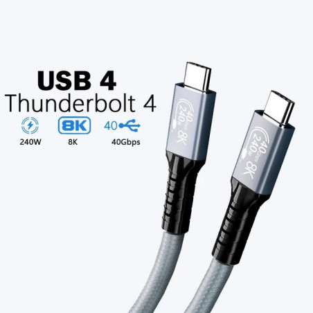 USP BoostUp Hyperlink USB4 USB-C to USB-C Cable (1M) Black - USB4 - 40Gbps,240W, 8K (60Hz)/4K (144Hz), Fast Charge, 5 Years W