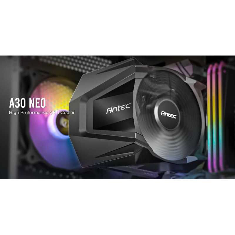 Antec A30 NEO CPU Air Cooler with 800 - 2000 RPM. 43.82 CFM max,  23.2 dB(A) 4 pin PWM. Performance CPU Cooler. TDP 125w. Int