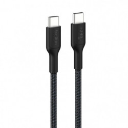 Belkin BoostCharge Pro Braided USB-C to USB-C Cable (1M) - Black (CAB025FQ1MBK), 5A/240W, 480Mbps, 350K  Bend, USB-IF Certifi