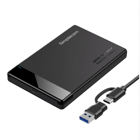Simplecom SE109 Tool-free 2.5' SATA HDD SSD to USB-C Enclosure USB 3.2 Gen 1 Compatible with 7mm and 9.5mm laptop 2.5' SATA H