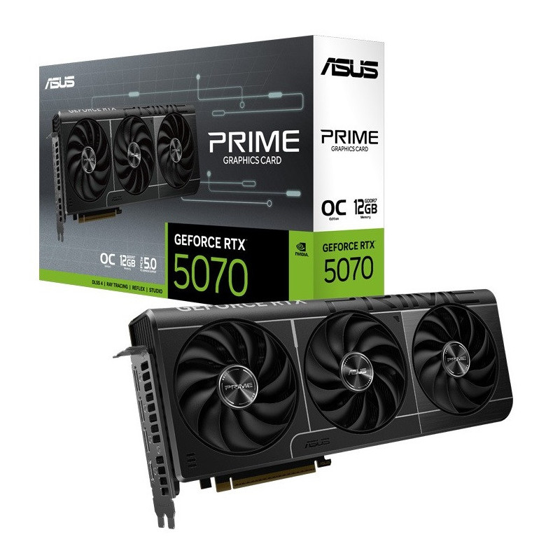 ASUS nVidia GeForce PRIME-RTX5070-O12G RTX 5070 12GB GDDR7 OC Edition 2557MHz Boost Clock, RAM 28Gbps, 1005 AI TOPs, Digital 