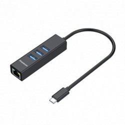 Simplecom CHN421 Black Aluminium USB-C to 3 Port USB HUB...