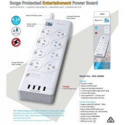 Sansai 8 Outlets & 4 USB Outlets Surge Protected...