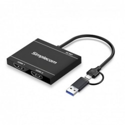 Simplecom DA327 USB 3.0 or USB-C to Dual HDMI Display...