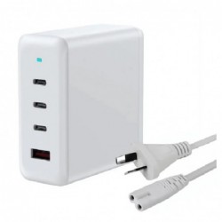 USP 100W Four Ports USB-C PD GaN Wall Charger White - 3x...