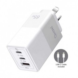 Oxhorn 65W GaN Type C fast Charger 3 Port 2xUSB-C 1xUSB-A...