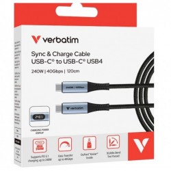 Verbatim Sync & Charge USB C to USB C 240W 40 Gbps...