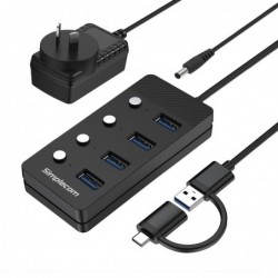 Simplecom CH345C SuperSpeed USB-A and USB-C to 4-Port USB...