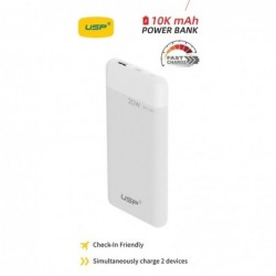 USP 10K mAh Power Bank White - 20W Fast Charge, 1x USB-C,...